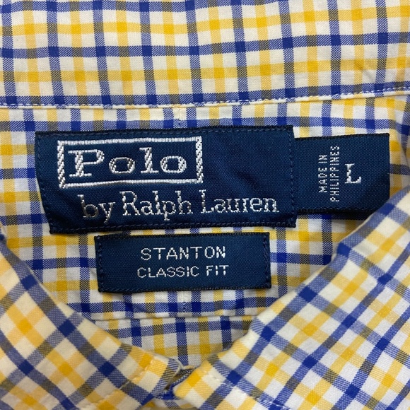 Polo by Ralph Lauren Blue & Yellow Plaid Button Down Classic Fit Mens Large - Picture 2 of 8